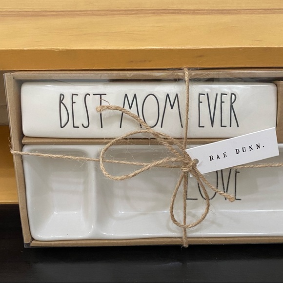New Rae Dunn BEST MOM EVER LOVE Desk Plaque + Desk Tray Office Organizer - Picture 6 of 10